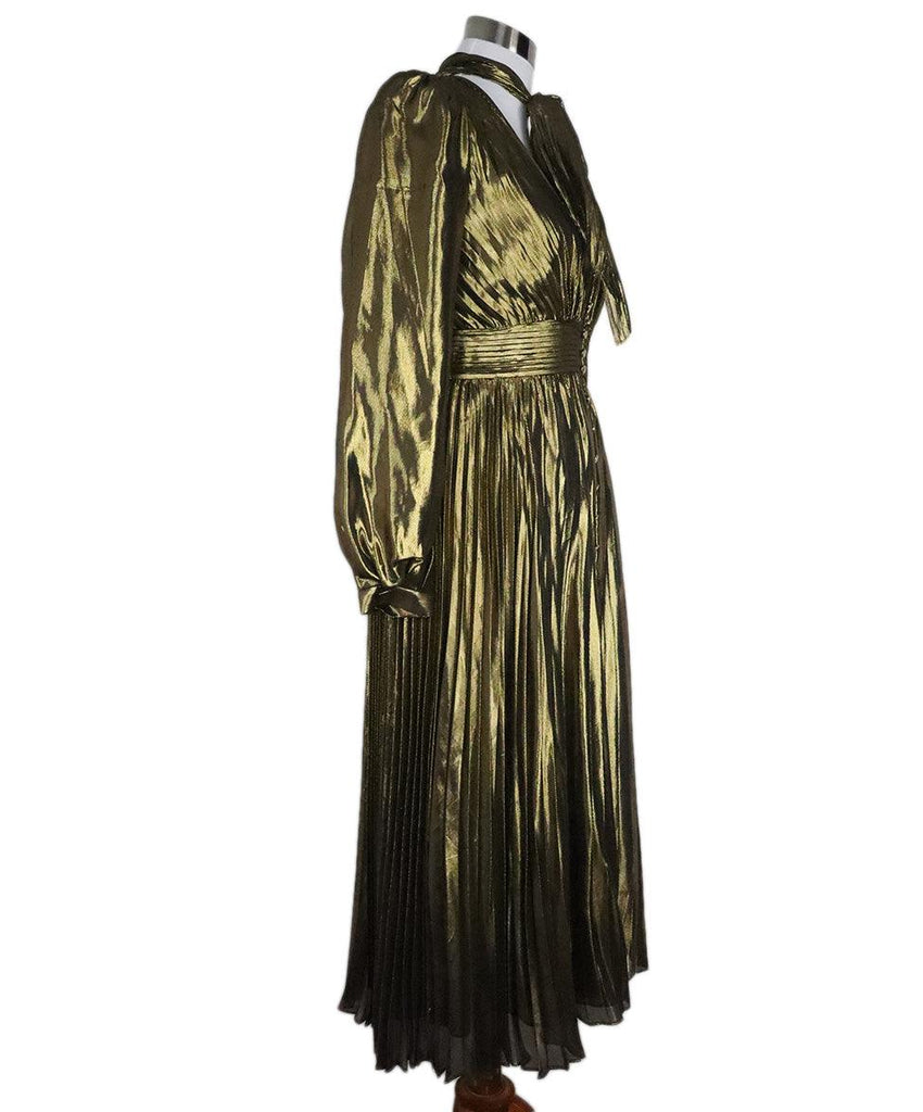 Equipment Gold Pleated Silk Dress 2