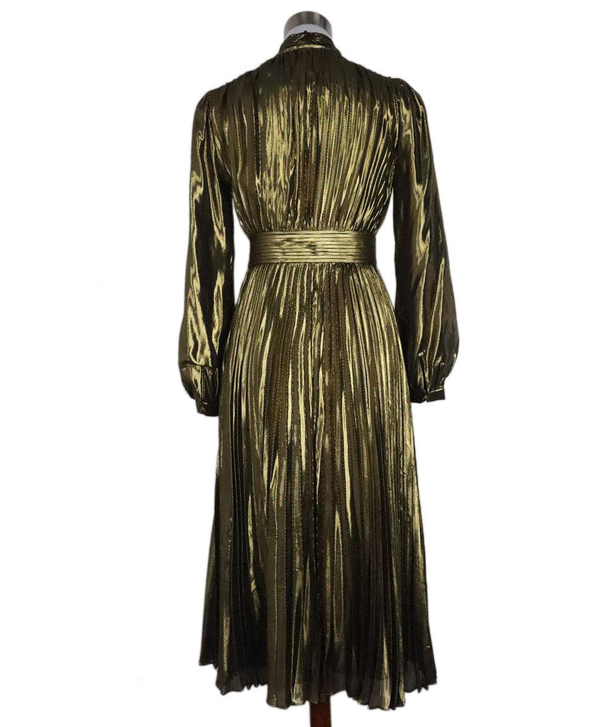 Equipment Gold Pleated Silk Dress 3