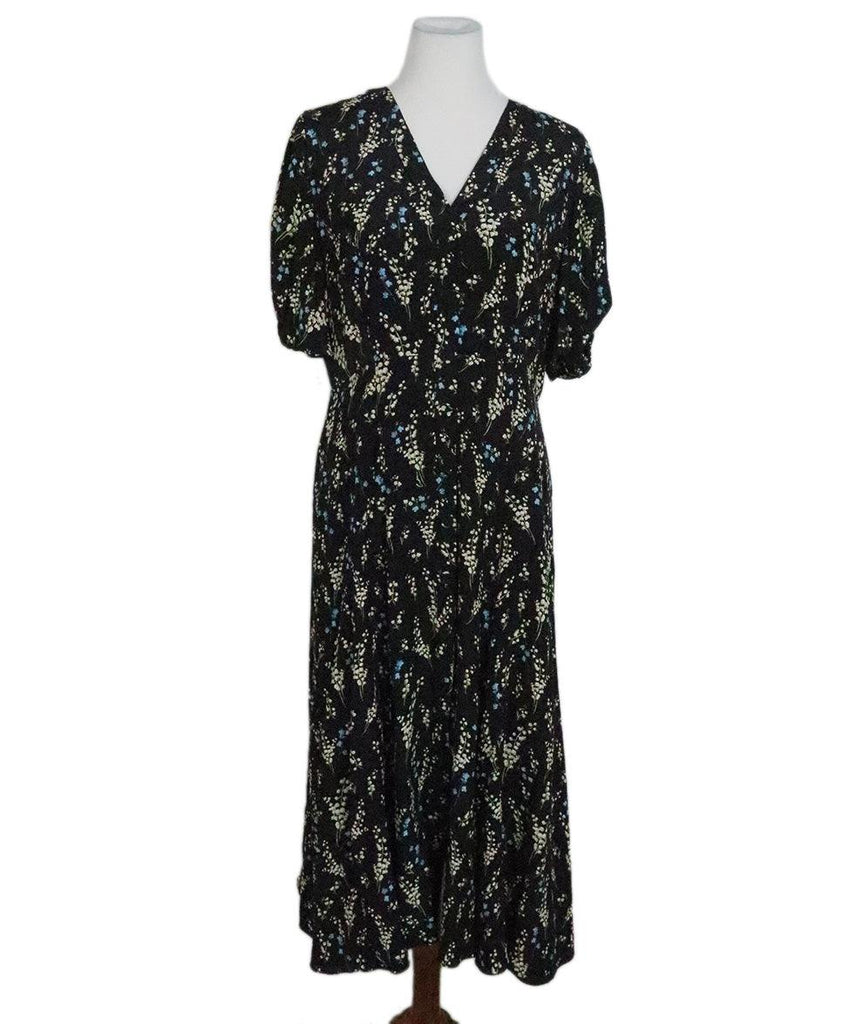 Erdem Black Floral Print Silk Dress sz 10 - Michael's Consignment NYC