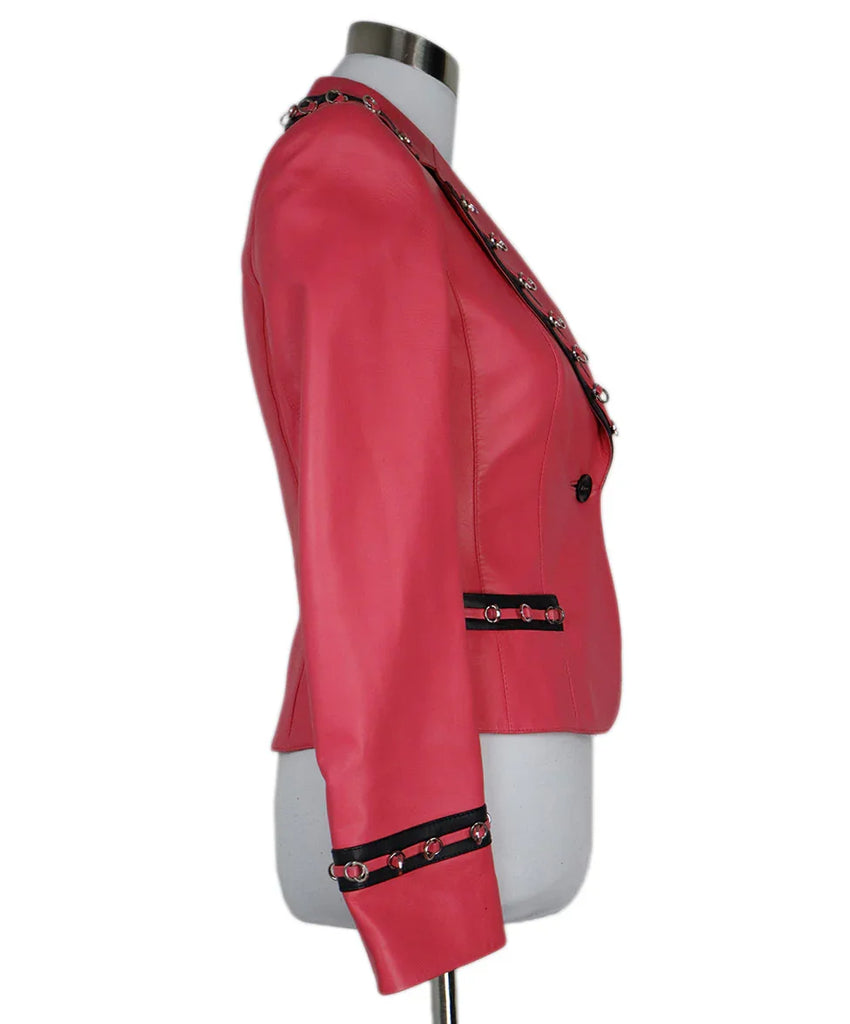 Escada Vintage Fuchsia Leather Jacket w/ Hooks sz 4 - Michael's Consignment NYC