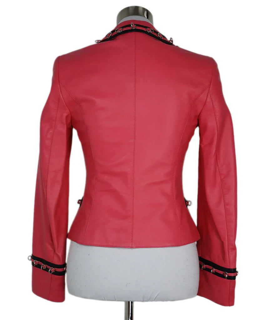 Escada Vintage Fuchsia Leather Jacket w/ Hooks sz 4 - Michael's Consignment NYC