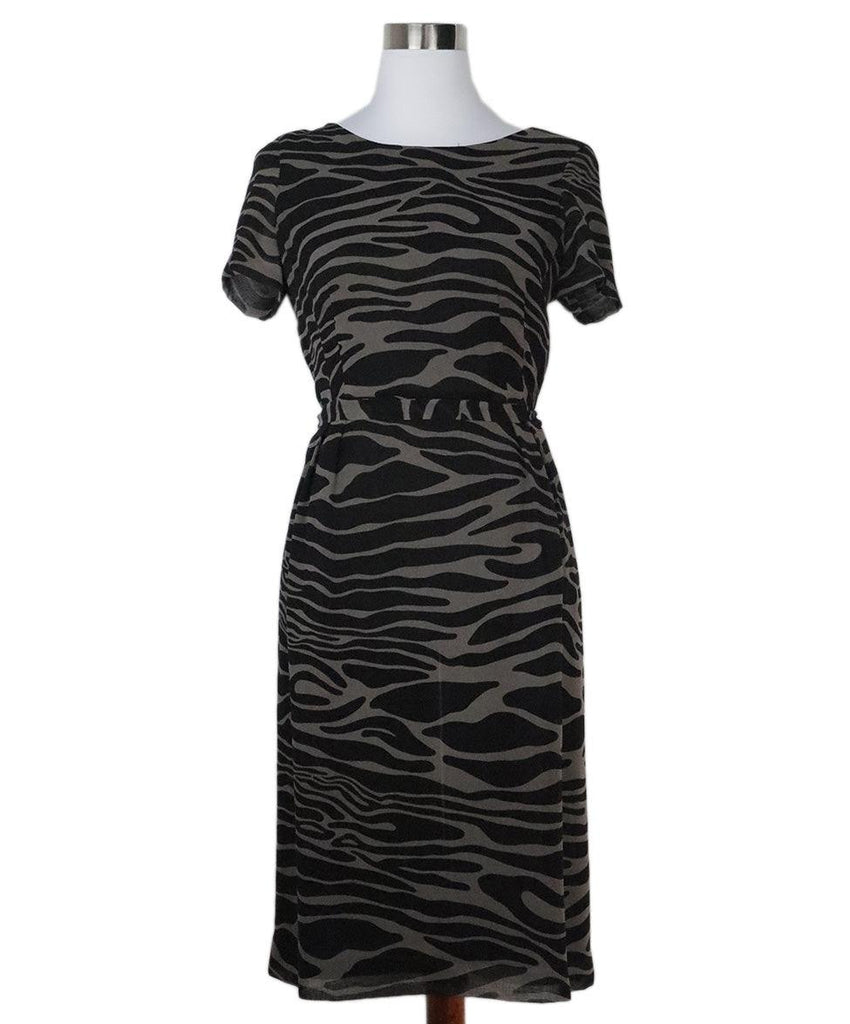 Escada Grey & Black Zebra Print Dress 