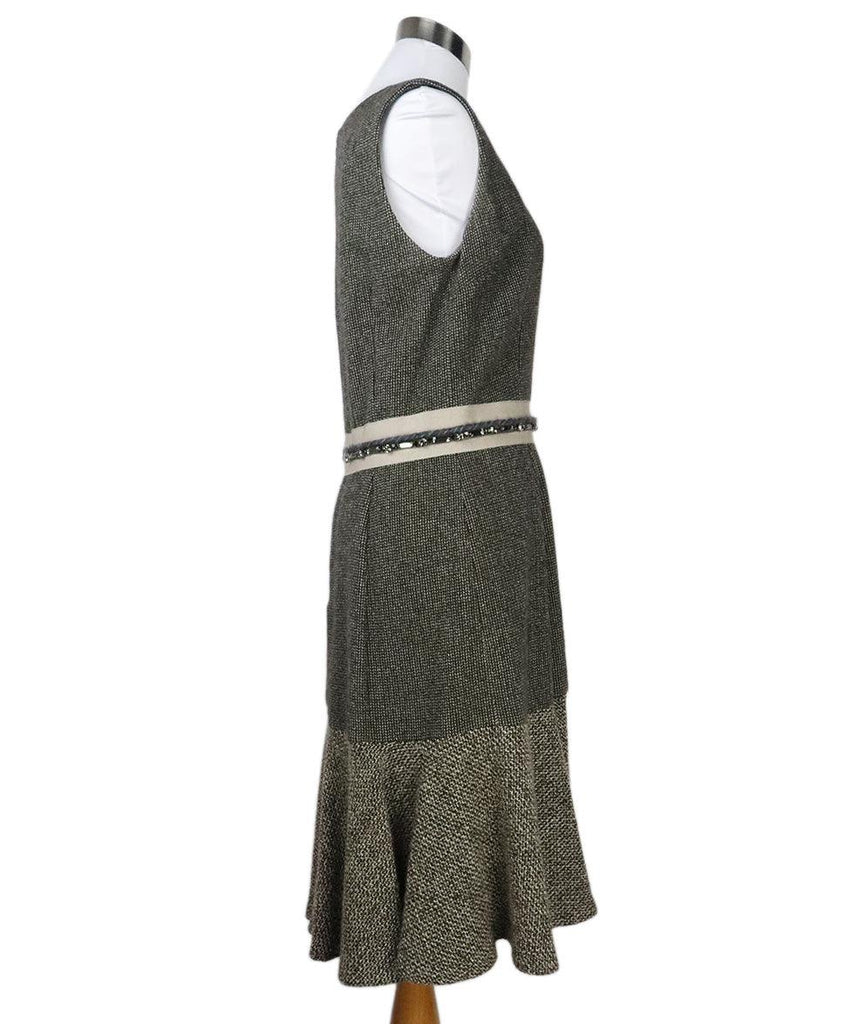 Etro Brown & Beige Wool Dress w/ Rhinestone Trim sz 6 - Michael's Consignment NYC