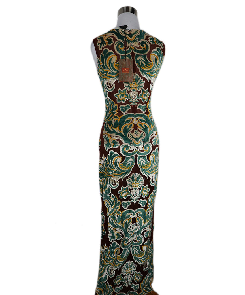 Etro Green Rust & Yellow Velvet Dress 2