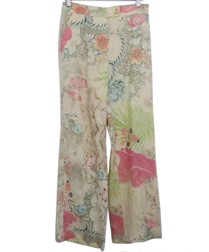 Etro Ivory Floral Print Linen Pants sz 4 - Michael's Consignment NYC