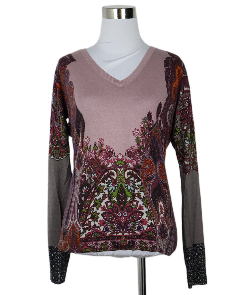 Etro Purple & Multicolor Print Sweater 