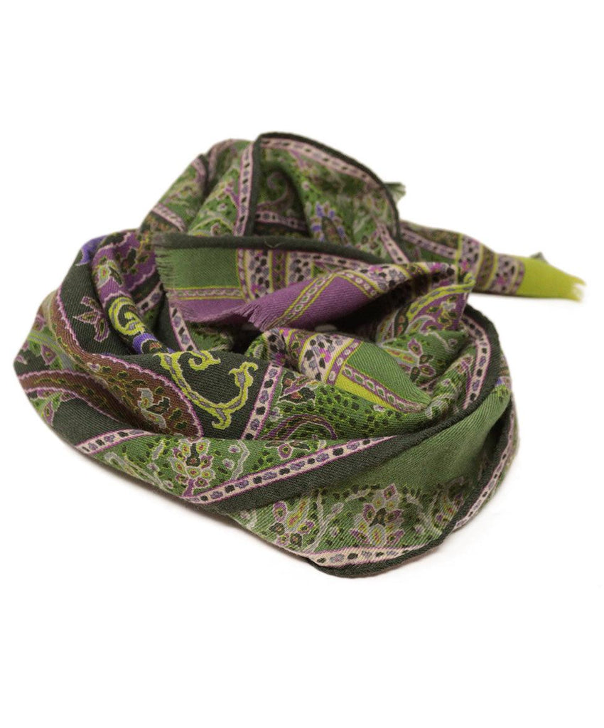 Etro Green & Purple Print Scarf - Michael's Consignment NYC
