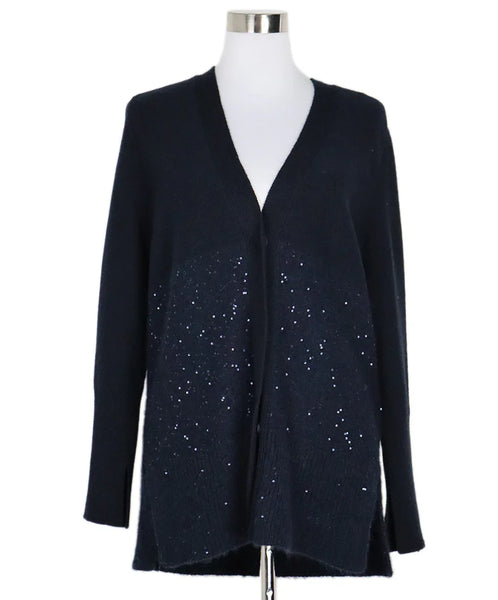 Fabiana Filippi Navy Wool Sequin Cardigan sz 6 l Michael's Luxury