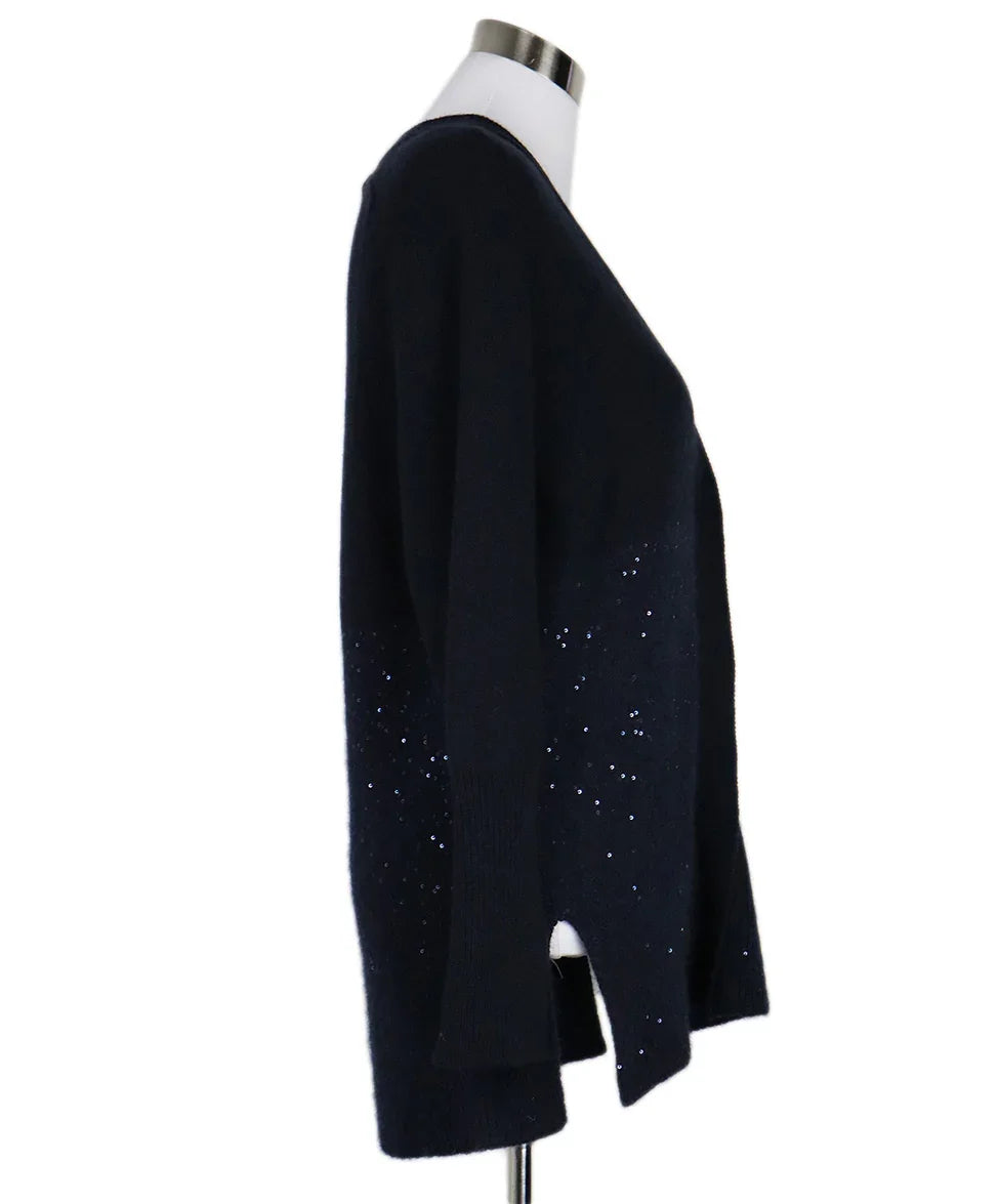 Fabiana Filippi Navy Wool Sequin Cardigan sz 6 l Michael's Luxury