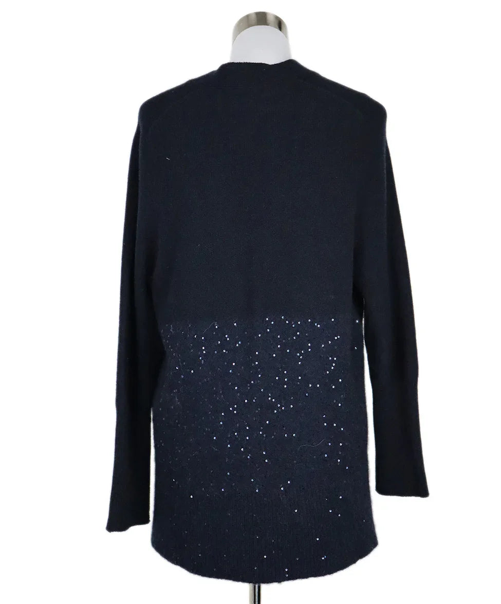 Fabiana Filippi Navy Wool Sequin Cardigan sz 6 l Michael's Luxury