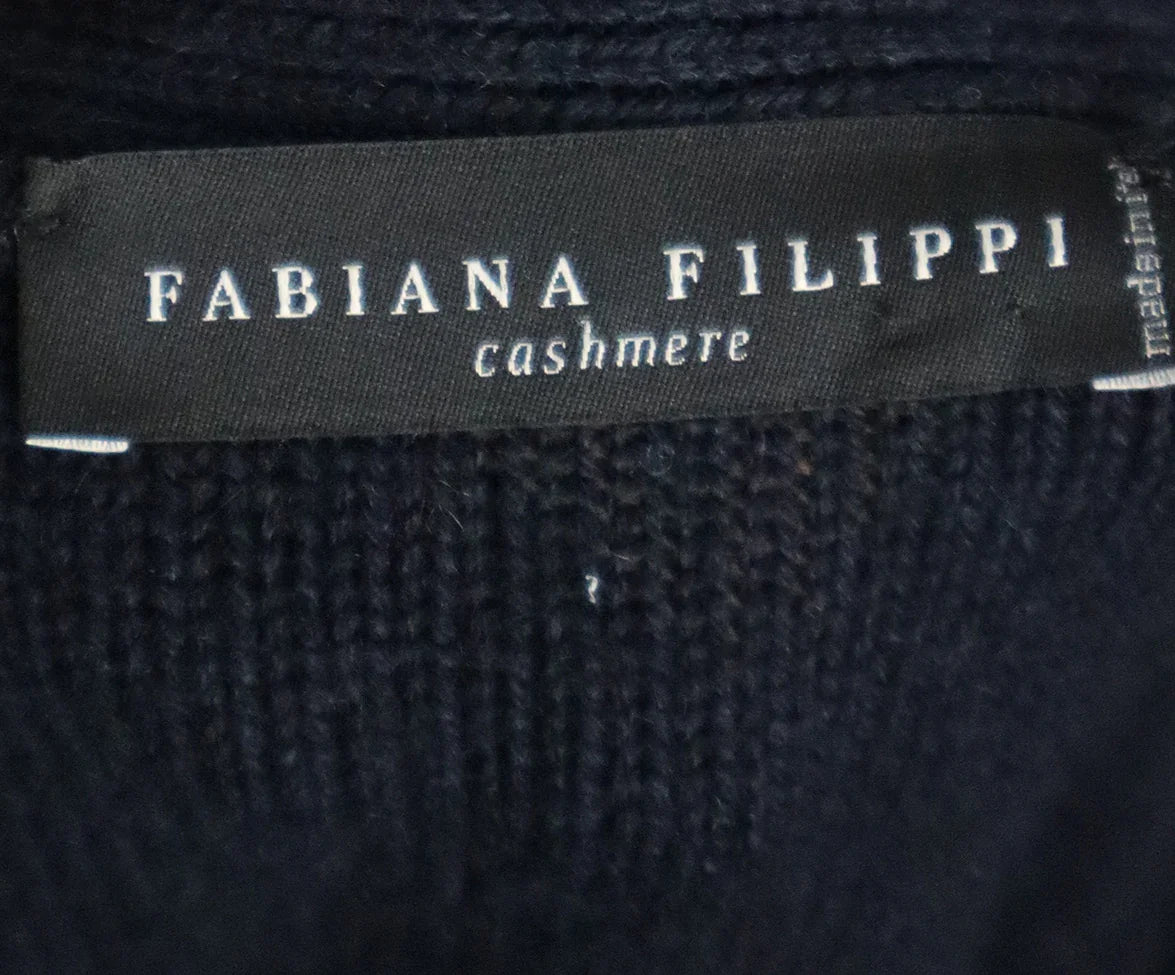 Fabiana Filippi Navy Wool Sequin Cardigan sz 6 Fabiana Filippi Navy Wool Sequin Cardigan sz 6