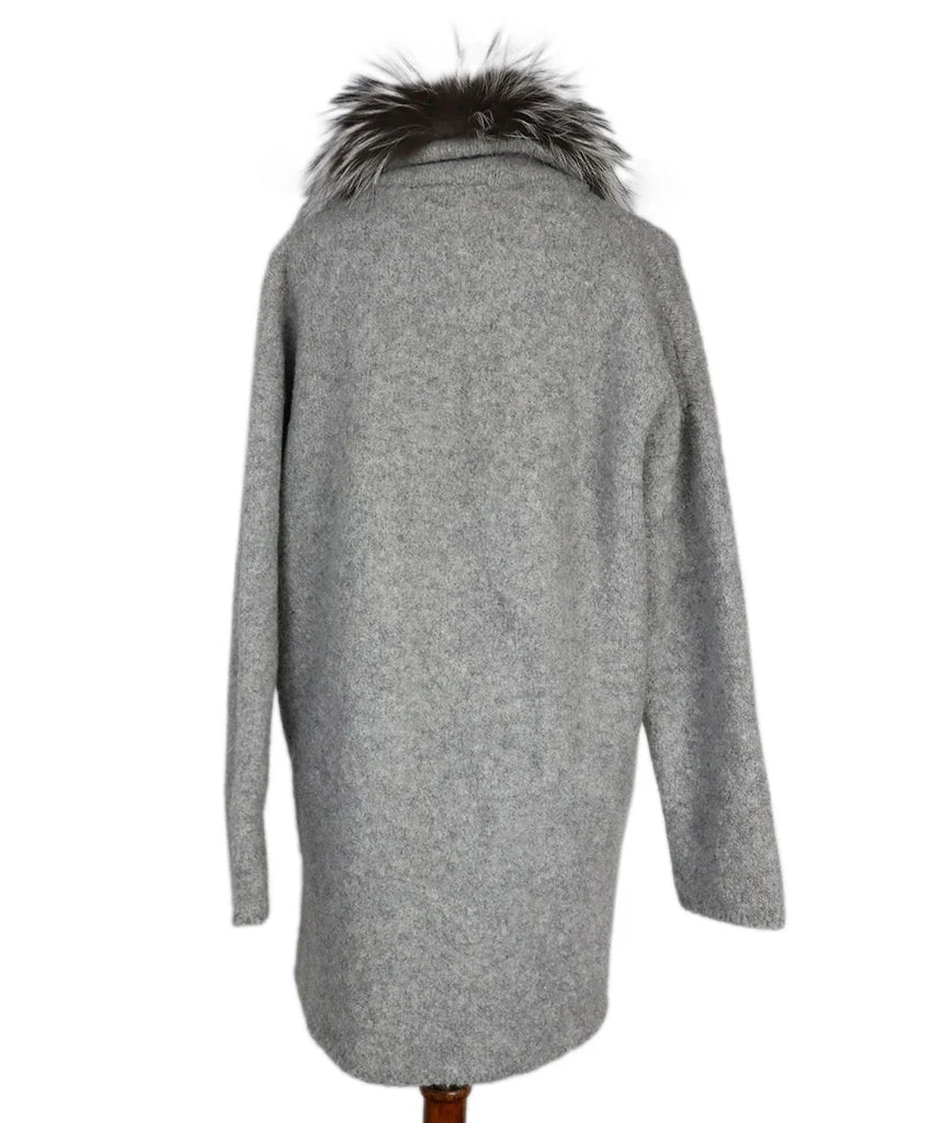 Fabiana Filippi Grey Wool Sweater w/ Silver Fox Fur sz 8 - Michael's Consignment NYC