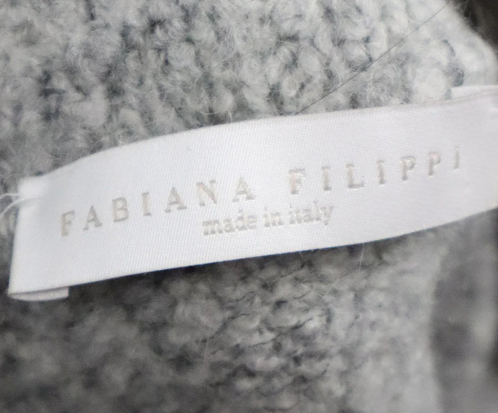 Fabiana Filippi Grey Wool Sweater w/ Silver Fox Fur sz 8 - Michael's Consignment NYC
