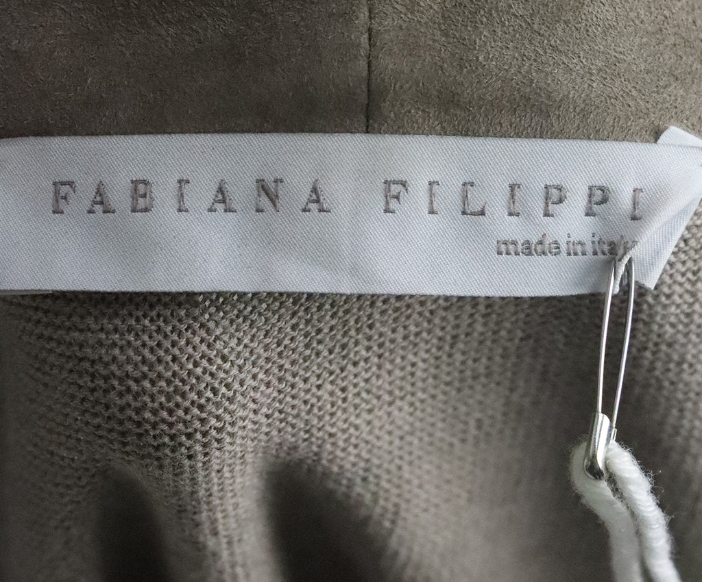 Fabiana Filippi Taupe Suede & Wool Cardigan 3