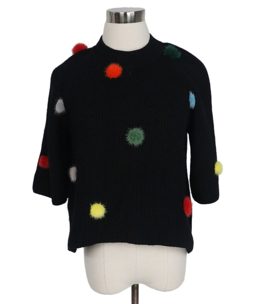 Fendi Black Cashmere Multicolor Mink Sweater 