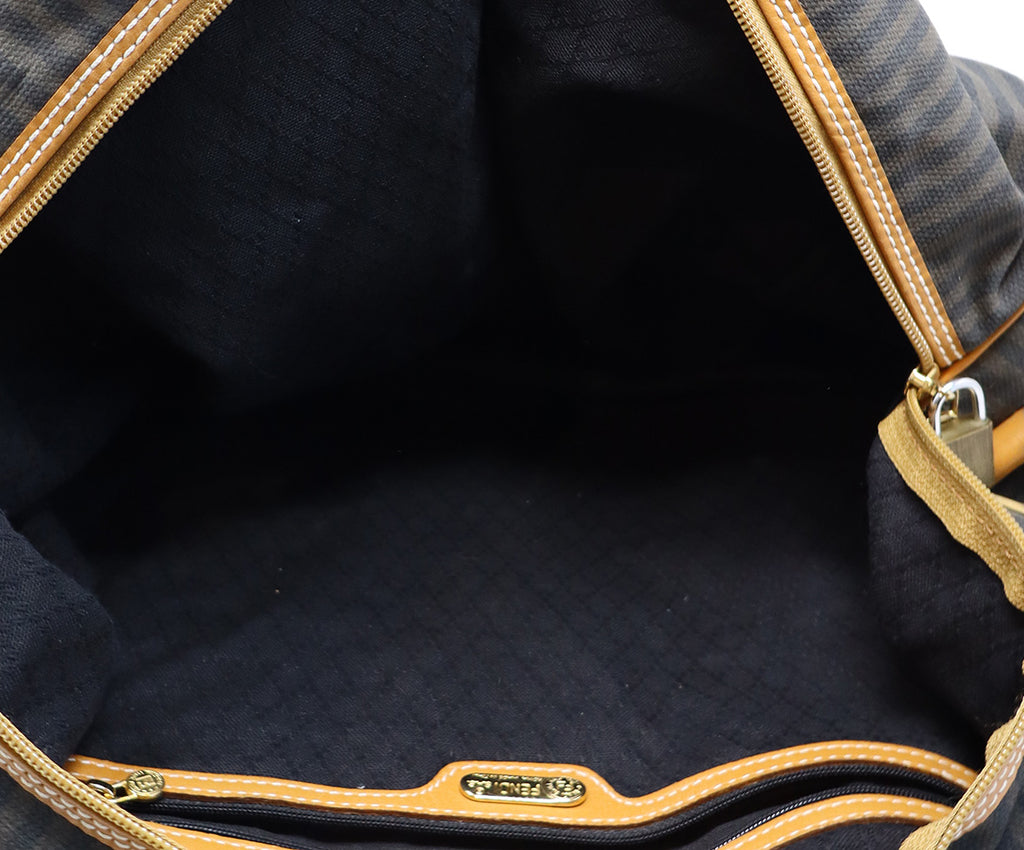 Fendi Brown & Black Striped Luggage Tote - Michael's Consignment NYC