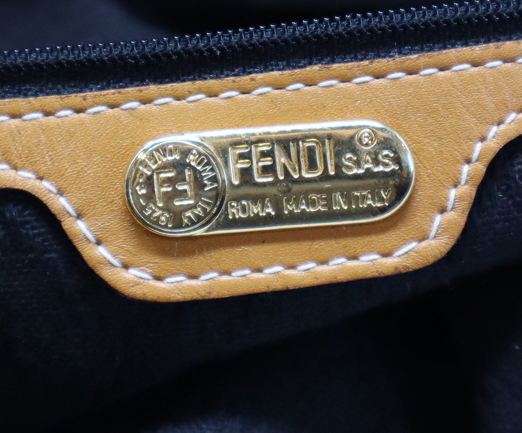 Fendi Brown & Black Striped Luggage Tote - Michael's Consignment NYC