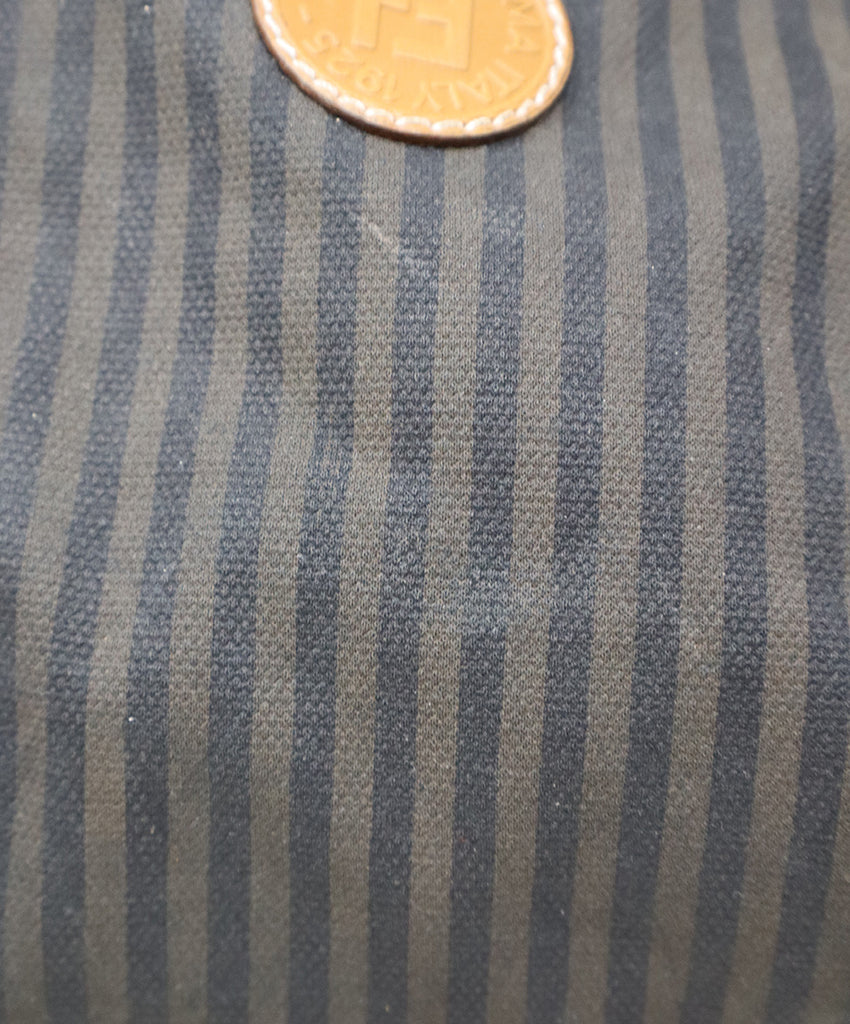 Fendi Brown & Black Striped Luggage Tote - Michael's Consignment NYC