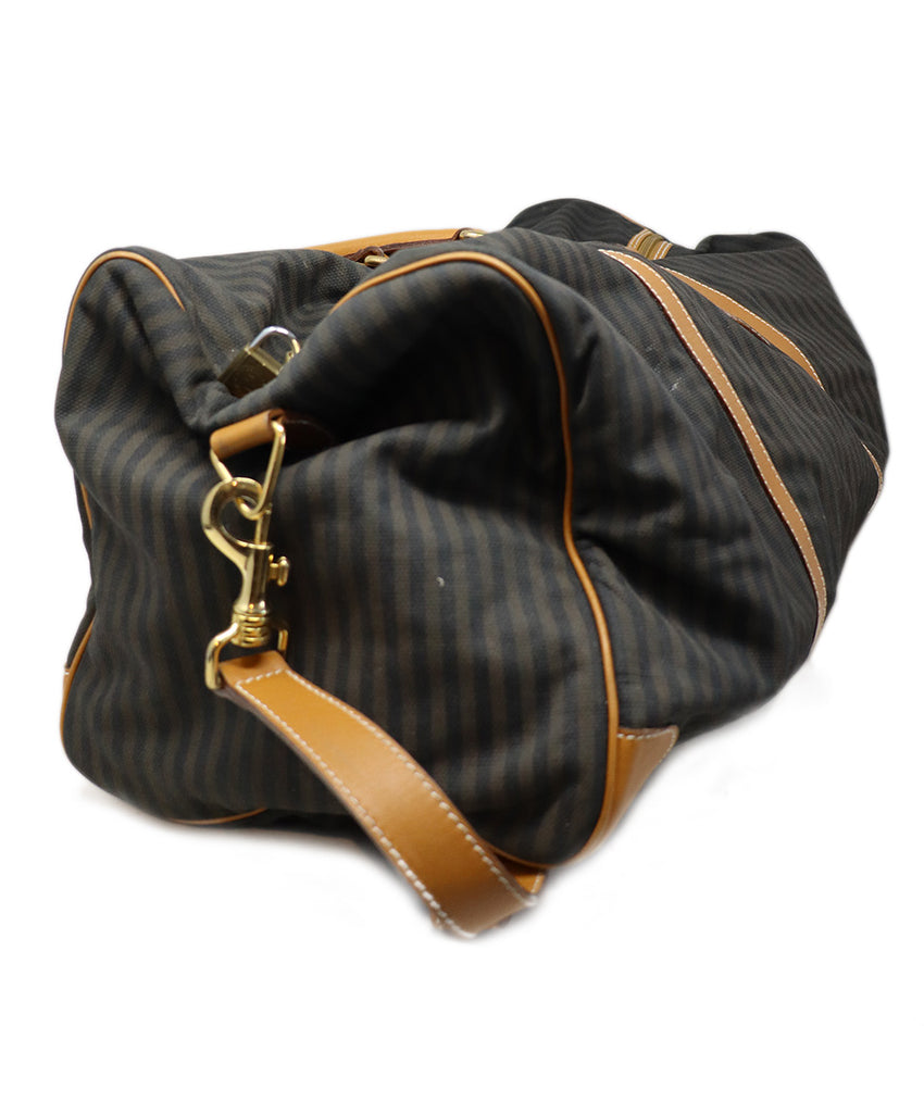 Fendi Brown & Black Striped Luggage Tote - Michael's Consignment NYC
