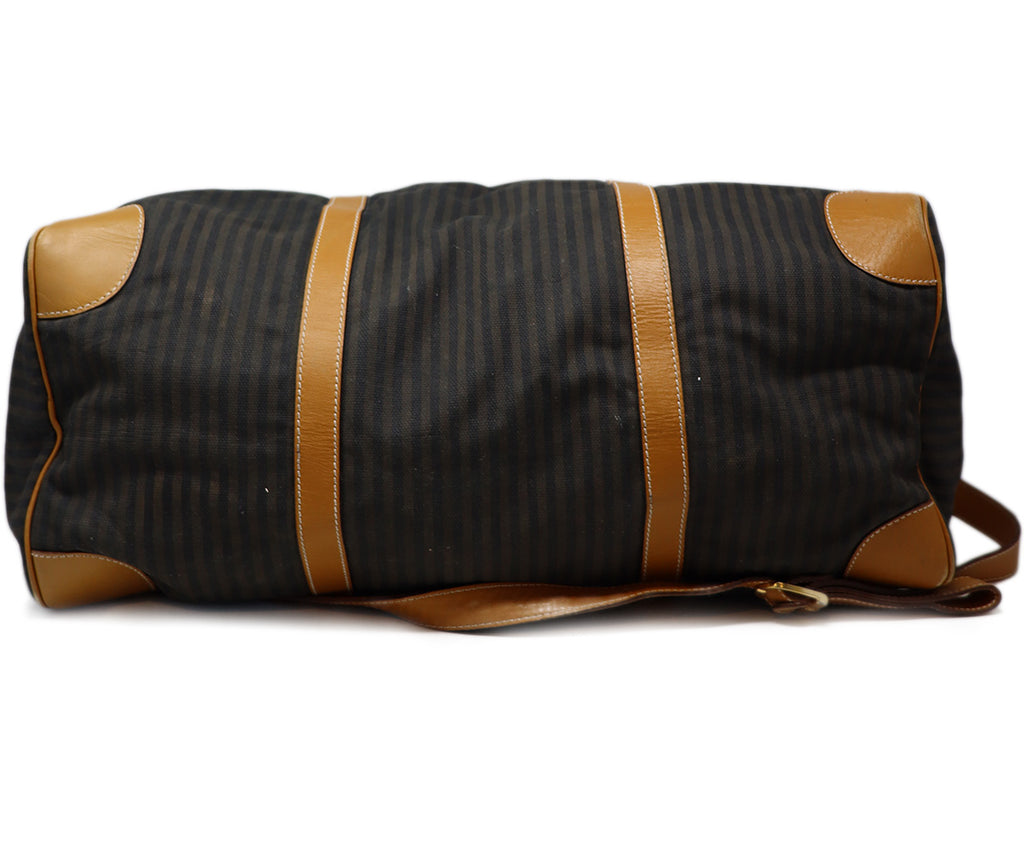 Fendi Brown & Black Striped Luggage Tote - Michael's Consignment NYC