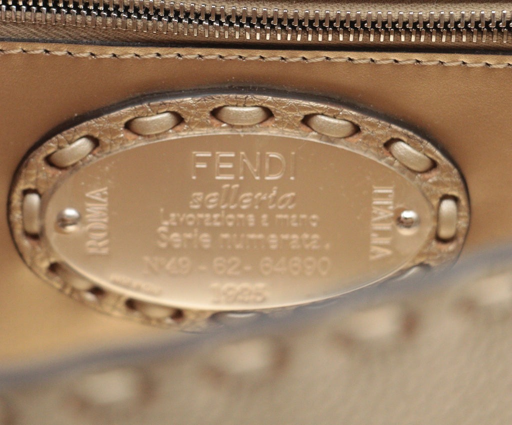 Fendi Gold Leather selleria baguette 10