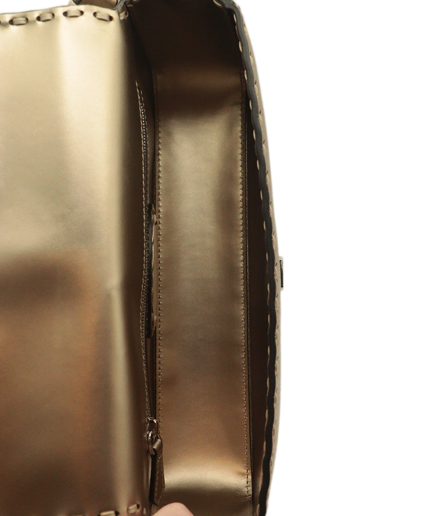 Fendi Gold Leather selleria baguette 9