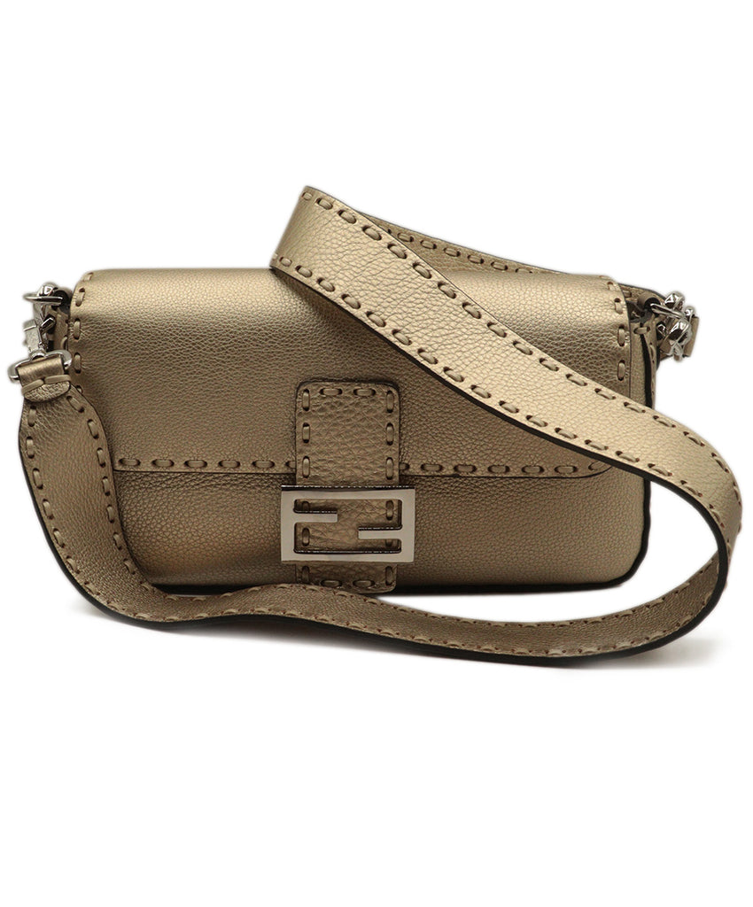 Fendi Gold Leather selleria baguette 7