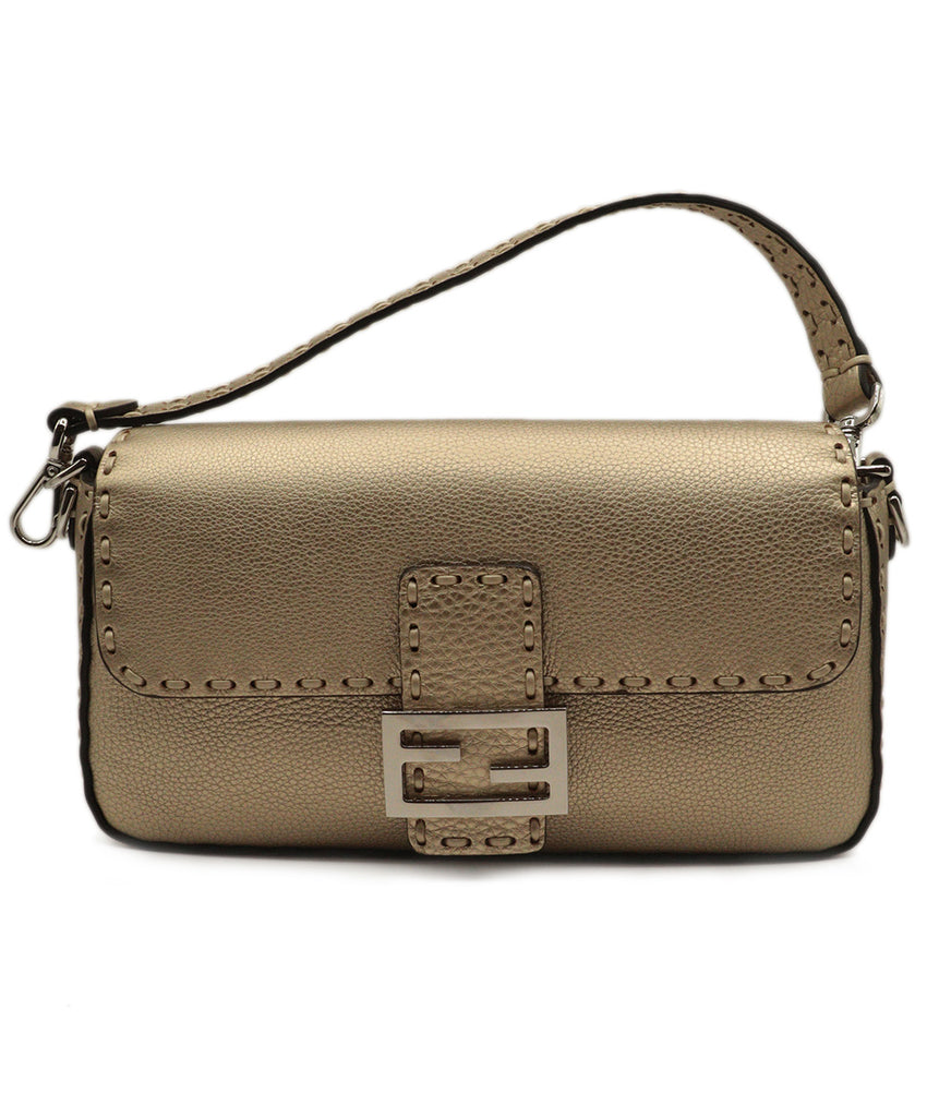 Fendi Gold Leather selleria baguette 