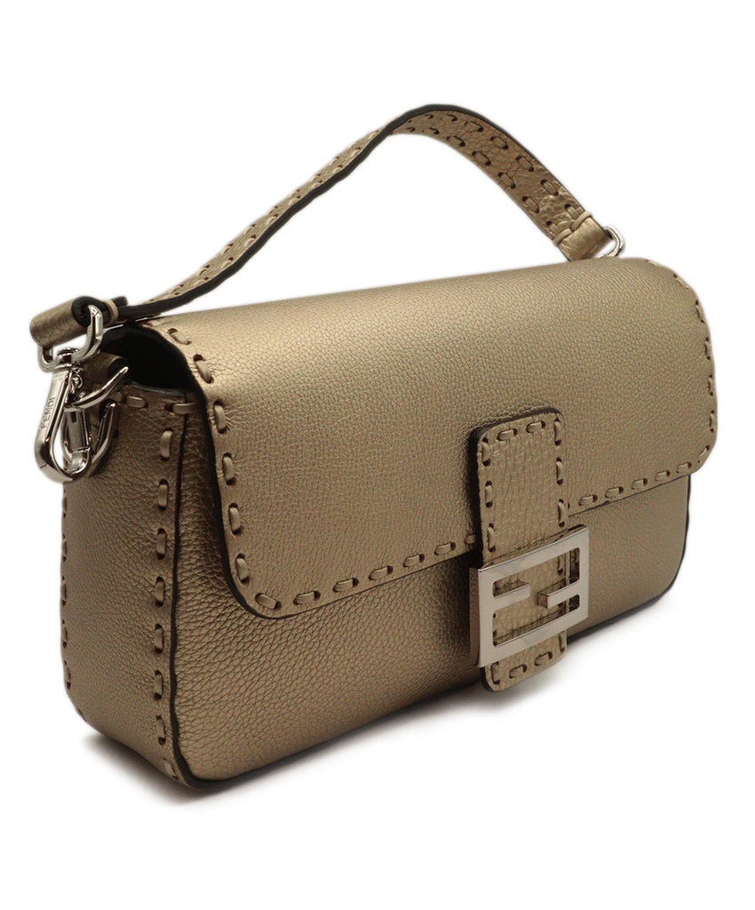 Fendi Gold Leather selleria baguette 1