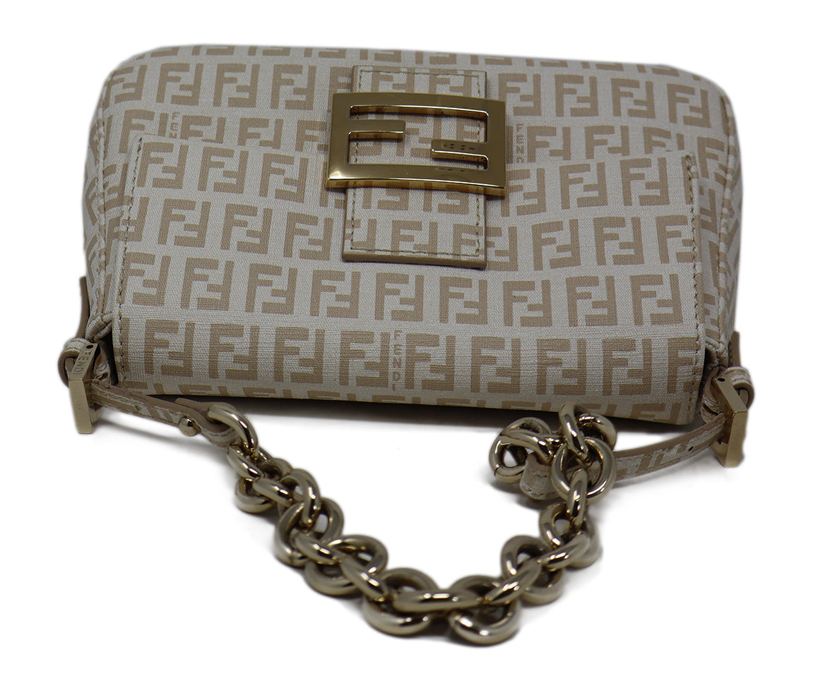 Fendi Neutral Monogram Print Shoulder Bag