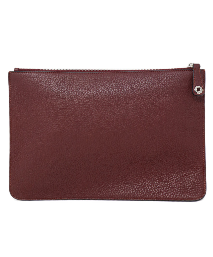 Fendi Plum & Green Telephone Print Leather Clutch 2