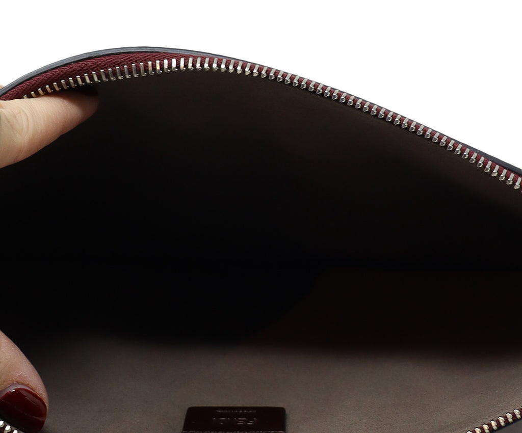 Fendi Plum & Green Telephone Print Leather Clutch 5