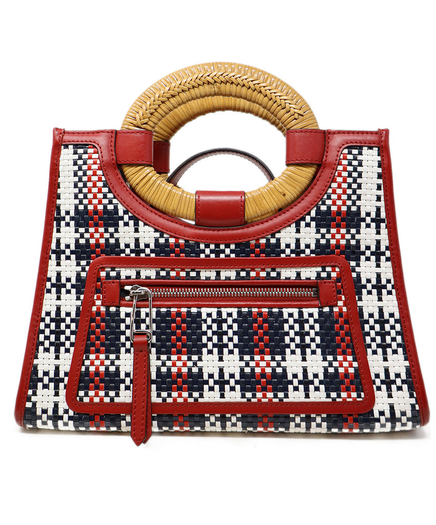 Fendi Black Red & White Woven Leather Runaway Tote 