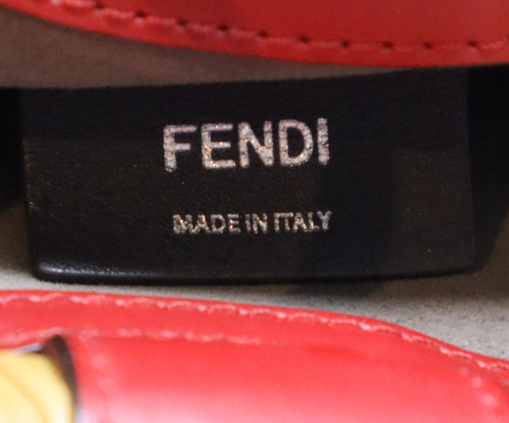 Fendi Black Red & White Woven Leather Runaway Tote 6