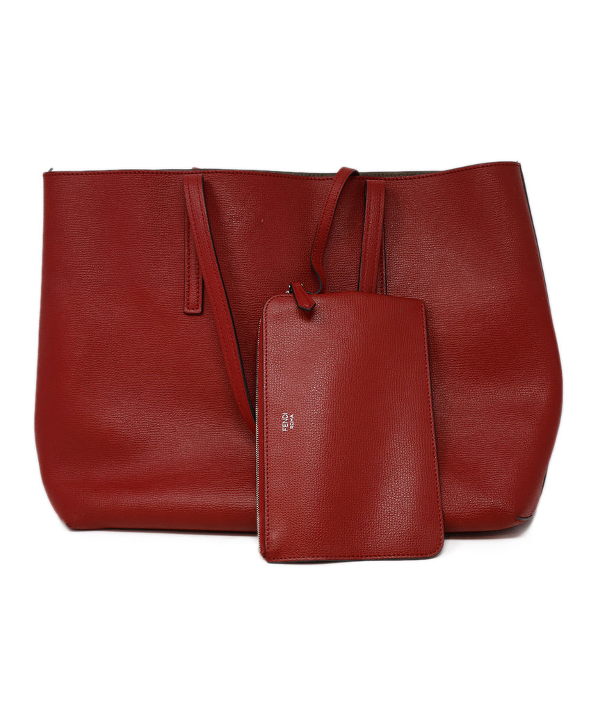 Fendi Red Leather Vienna Tote 5