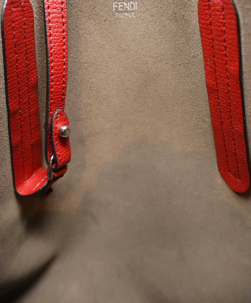 Fendi Red Leather Vienna Tote 9