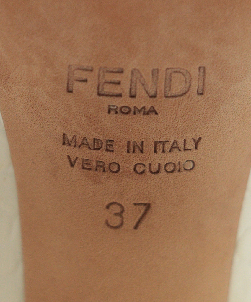 Fendi White Pressed Leather With Gold Buckle Heels 5