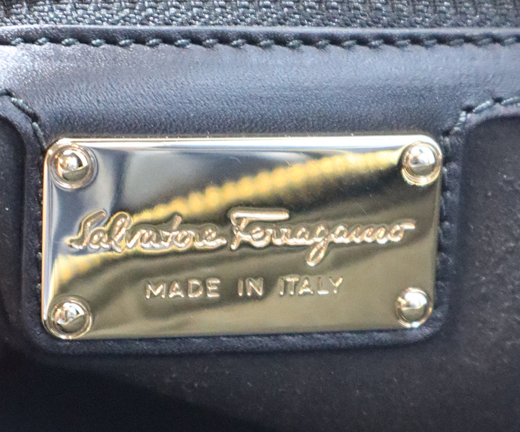 Ferragamo Black Fur & Leather Satchel 10