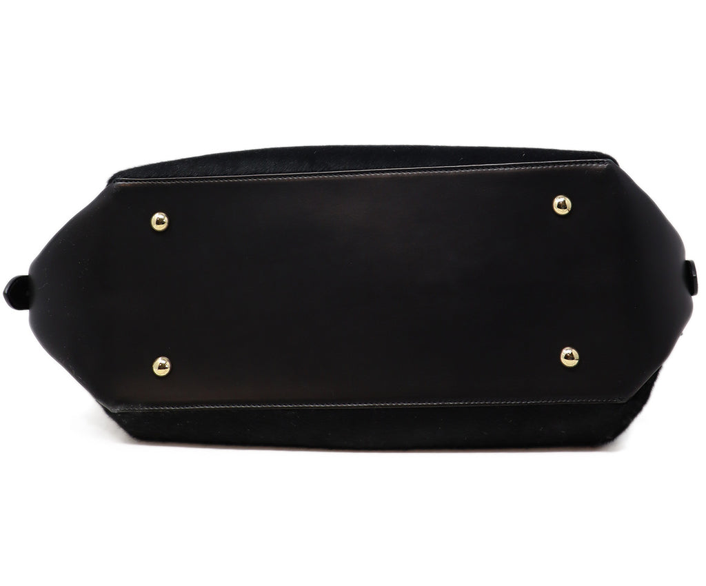 Ferragamo Black Fur & Leather Satchel 3