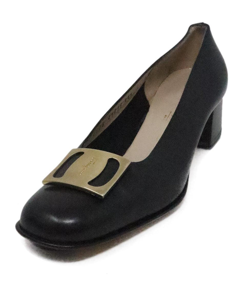 Ferragamo Black Leather Heels 