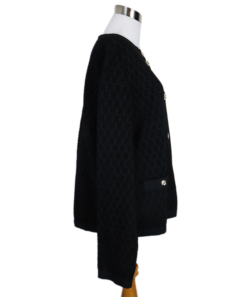 Ferragamo Black Viscose & Pearl Button Cardigan 1