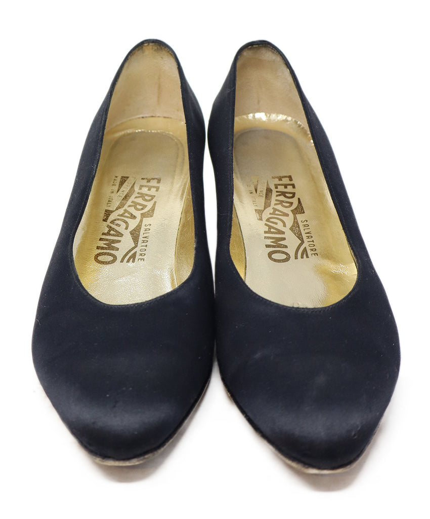 Ferragamo Vintage Black Satin Heels 3