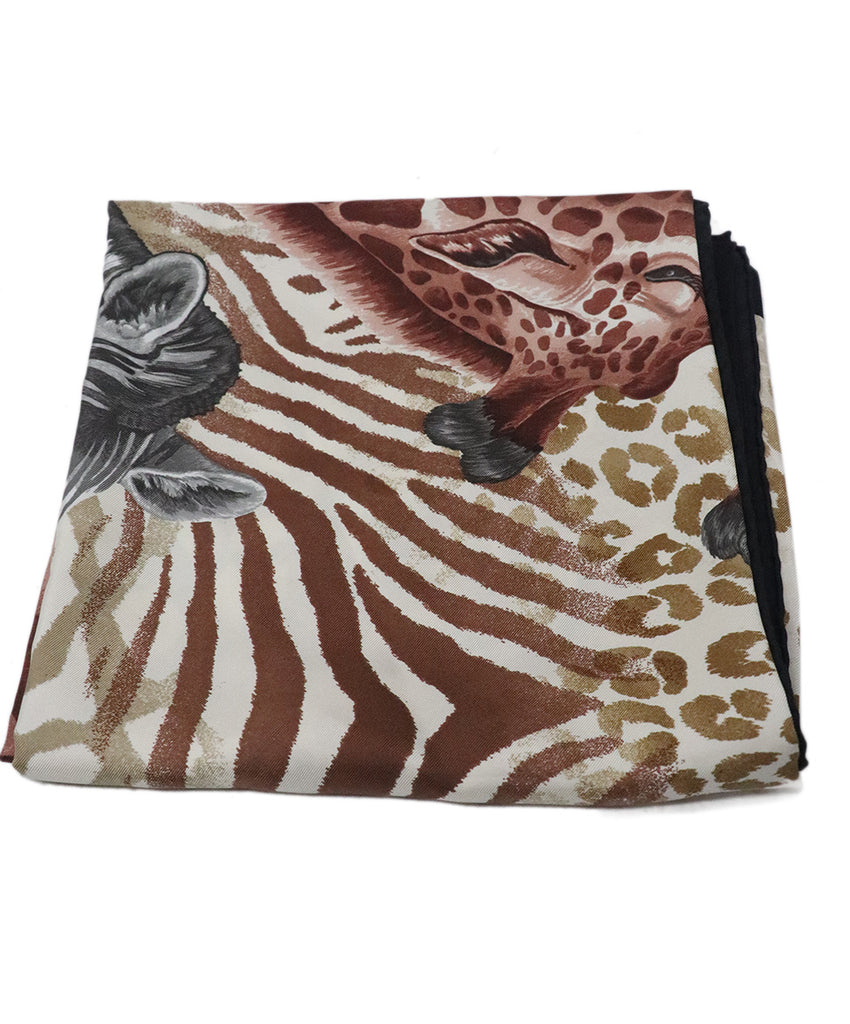 Ferragamo Brown & Black Silk Scarf 1
