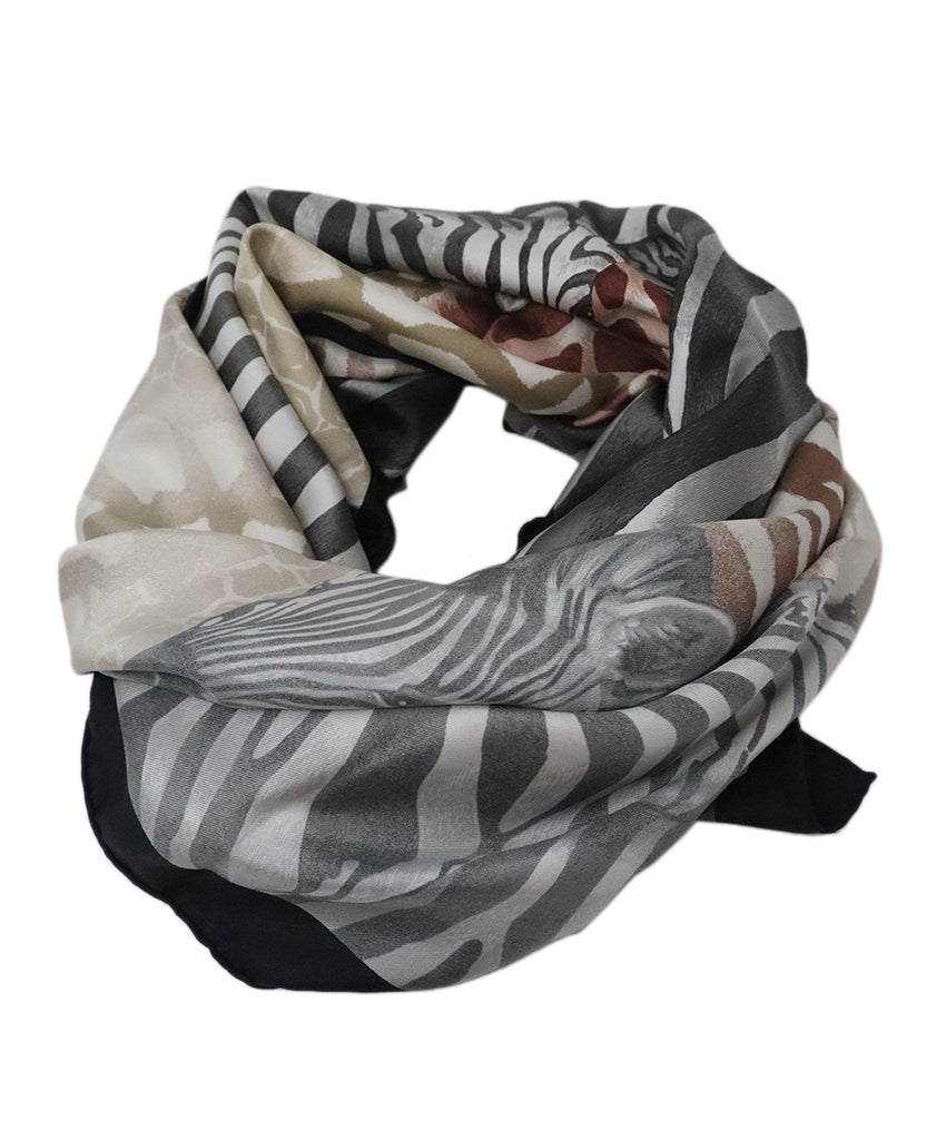 Ferragamo Brown & Black Silk Scarf 