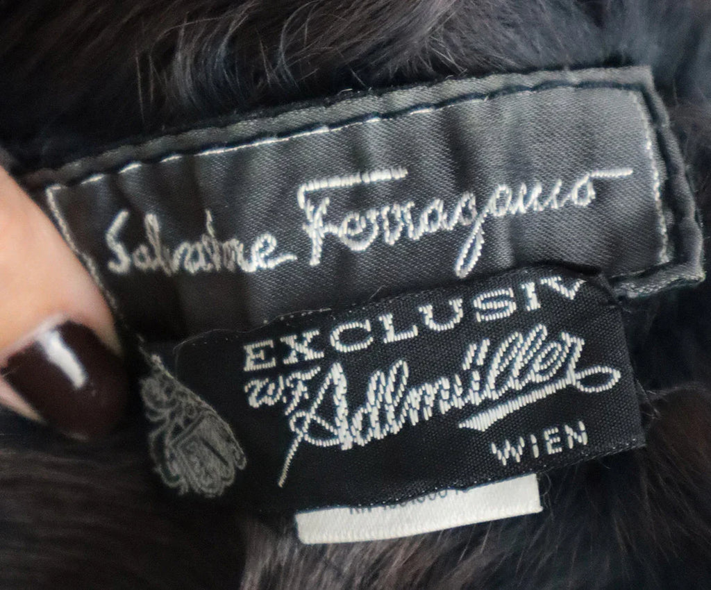 Ferragamo Black Pressed Leather Jacket w/ Fox Fur Trim sz 4 - Michael's Consignment NYC