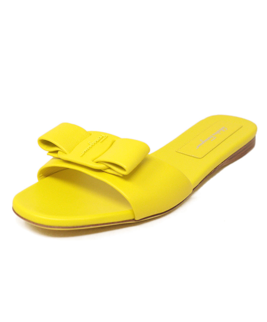 Ferragamo Neon Yellow Leather Sandals 