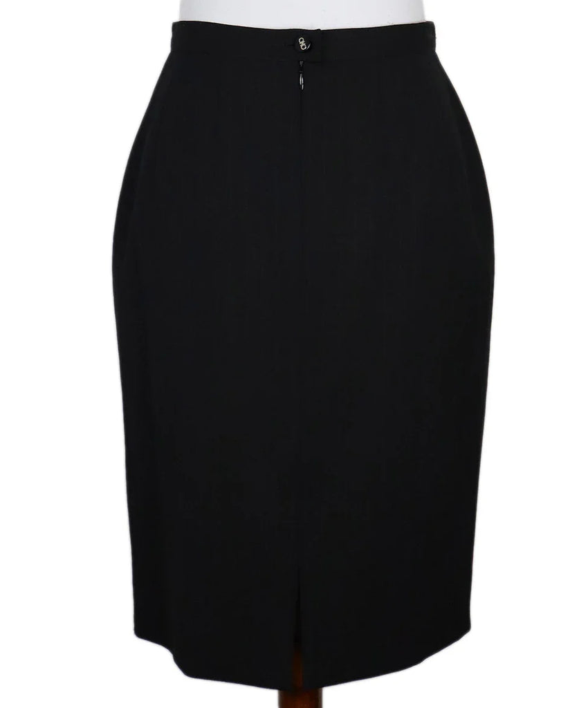 Ferragamo Black Pinstripe Wool Skirt sz 6 - Michael's Consignment NYC