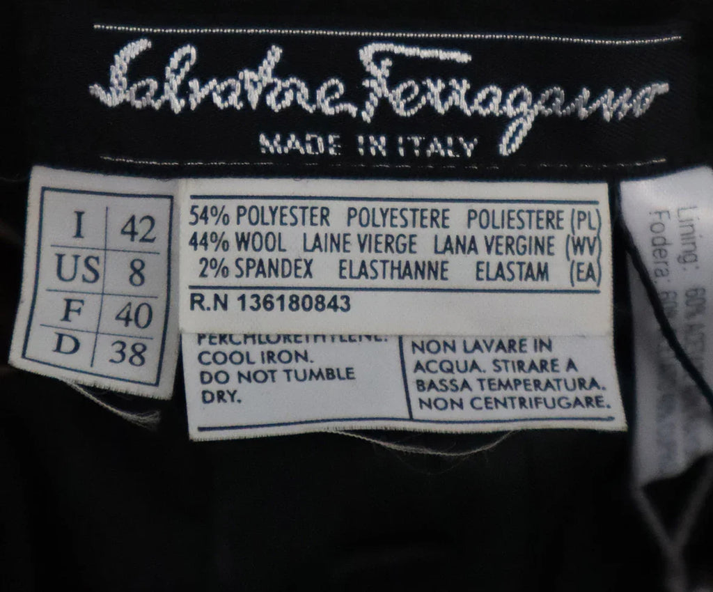 Ferragamo Black Pinstripe Wool Skirt sz 6 - Michael's Consignment NYC