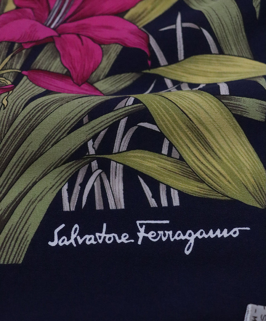 Ferragamo Multicolored Floral & Lion Print Silk Scarf 5