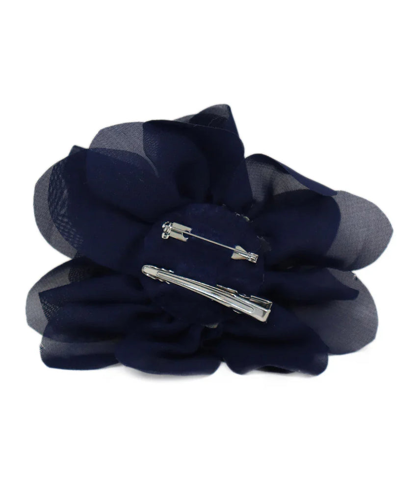 Navy Blue Flower Pin - Michael's Consignment NYC